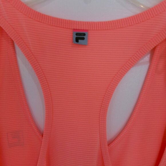 Lot 2 Fila Sport Racerback Tops M Bright Coral Orange Yellow Zipper Pockets - Picture 7 of 9